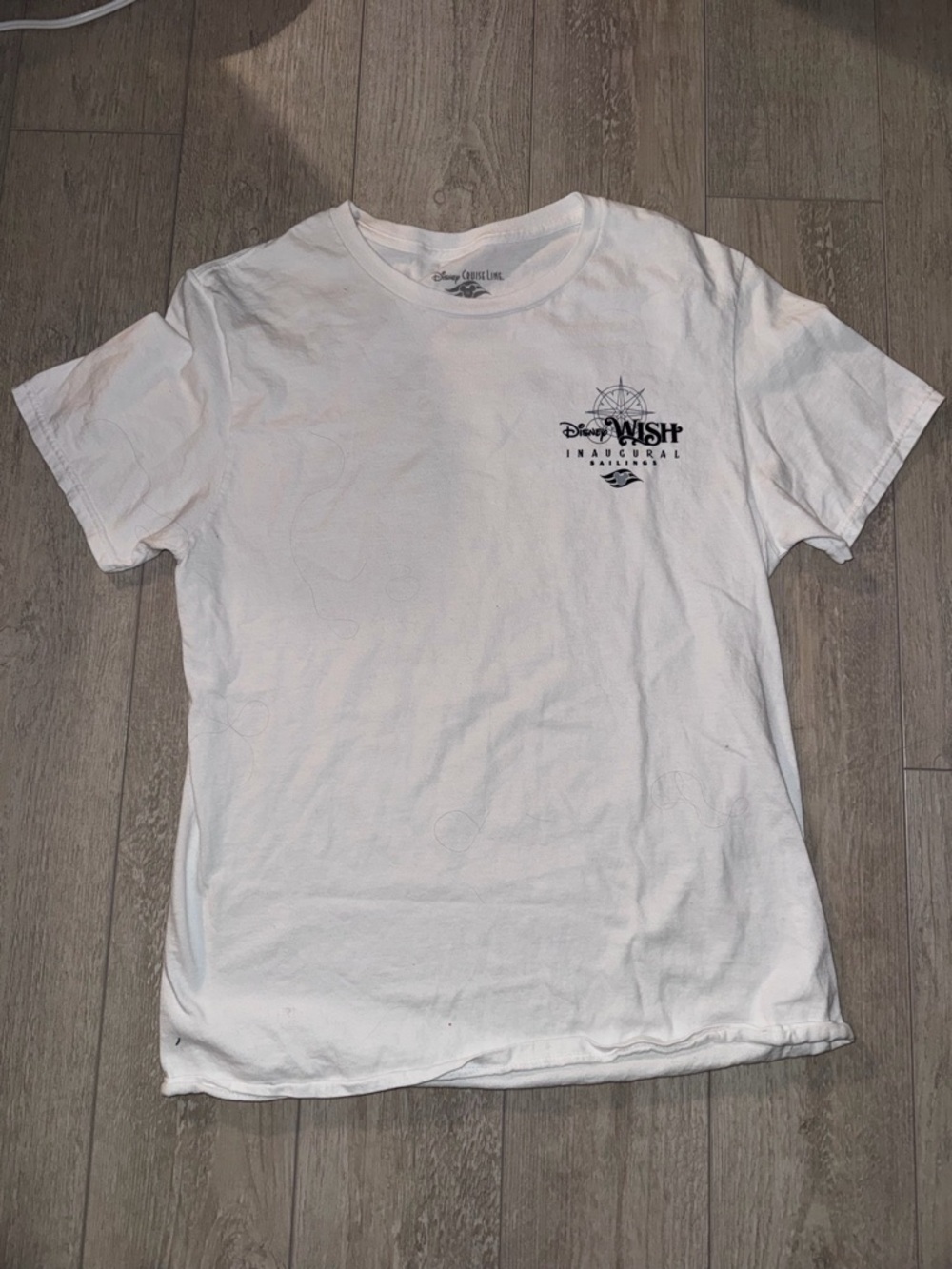 Disney White Short Sleeve Tee with Small Black Logo